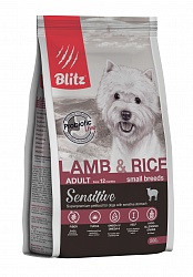 Сухой корм Blitz Sensitive Adult Dog Small Breeds для взрослых собак мелких пород, ягненок с рисом