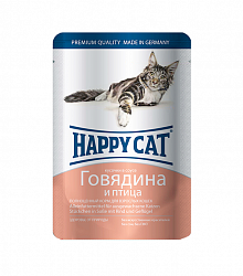 Консервы для кошек Happy Cat Говядина и птица 100 г х 22 шт.