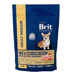 Brit Premium Dog Adult Medium сухой корм для взрослых собак средних пород, курица
