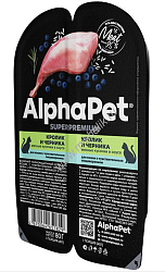 ALPHAPET SUPERPREMIUM 80 гр ламистер влажный корм для кошек с чувствительным пищеварением кролик и черника