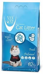 Комкующийся наполнитель для кошачьего туалета Van Cat Fresh обеспыленный с ароматом весенней свежести, пакет 10 кг
