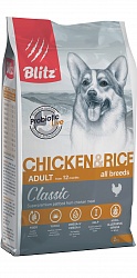 Сухой корм Blitz Classic Adult Dog All Breeds для взрослых собак всех пород, курица с рисом
