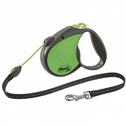 Поводок-рулетка для собак до 20 кг Flexi Limited Edition Neon M трос 5 м, чёрный|зеленый 