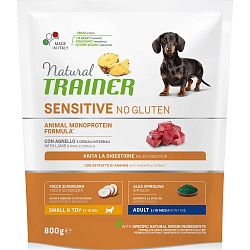 Сухой корм для собак мелких пород Trainer Natural Sensitive No Gluten Adult Dog Mini без глютена с ягненком
