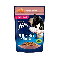 Влажный корм для кошек Felix Лосось аппетитные кусочки в желе 75 г