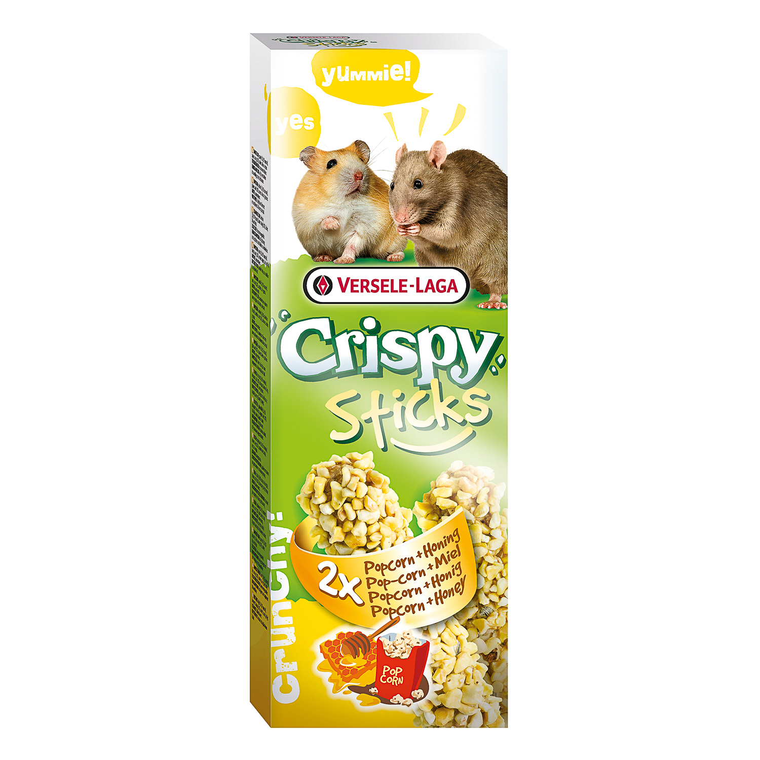 Палочки для хомяков и крыс Versele-Laga Crispy с попкорном и мёдом, 2×55 г