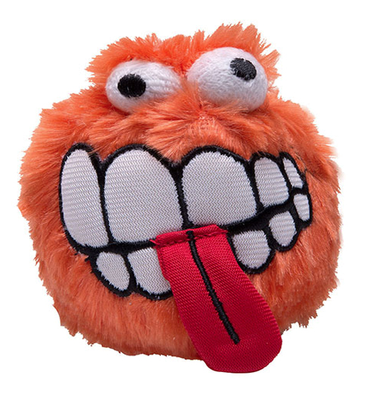 Игрушка для собак Rogz Fluffy Grinz Ball Medium CGR03D мягкий мяч с принтом "зубы", оранжевый