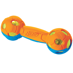 Игрушка для собак Nerf Гантель двухцветная светящаяся, 17,5 см