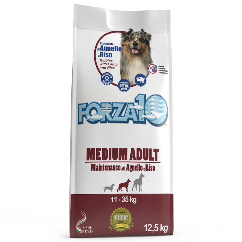 Сухой корм Forza10 Maintenance Adult для собак средних пород, ягненок с рисом 12,5 кг