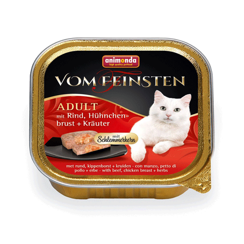 Консервы для кошек Animonda Vom Feinsten Adult Меню для гурманов с говядиной, куриной грудкой и травами 100 г х 32 шт.