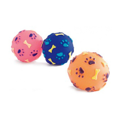 Игрушка для собак Beeztees 620144 Мяч с отпечатками лап и косточек из винила 8 см (1 штука)