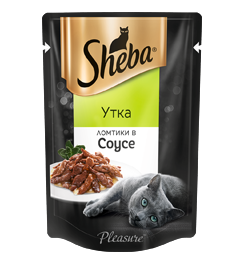 Влажный корм для кошек Sheba Pleasure ломтики в соусе с уткой, 75 г х 28 шт.