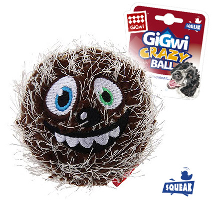 Игрушка для собак GiGwi Crazy ball Мяч теннисный с пищалкой, коричневый 7 см