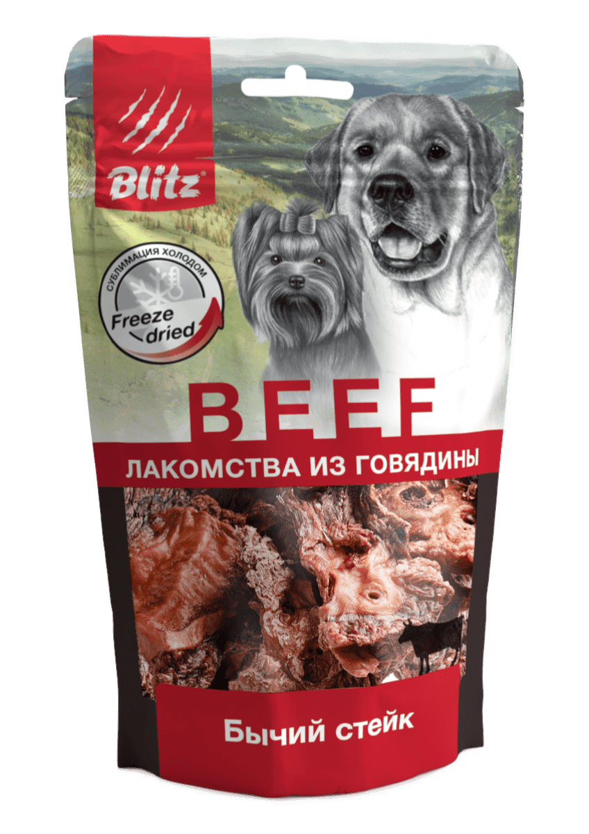 Blitz сублимированное лакомство для собак "Бычий стейк", 55 г
