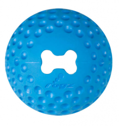 Мяч для собак Rogz Gumz Small GU01В из литой резины с отверстием для лакомств, голубой 4,9 см