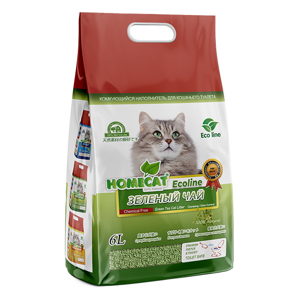 Комкующийся наполнитель Homecat "Зелёный чай" для кошачьих туалетов