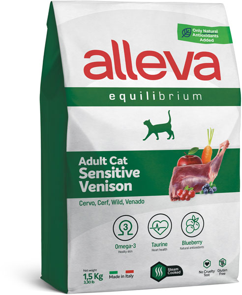 Сухой корм для взрослых кошек Alleva Equilibrium Sensitive Venison с олениной