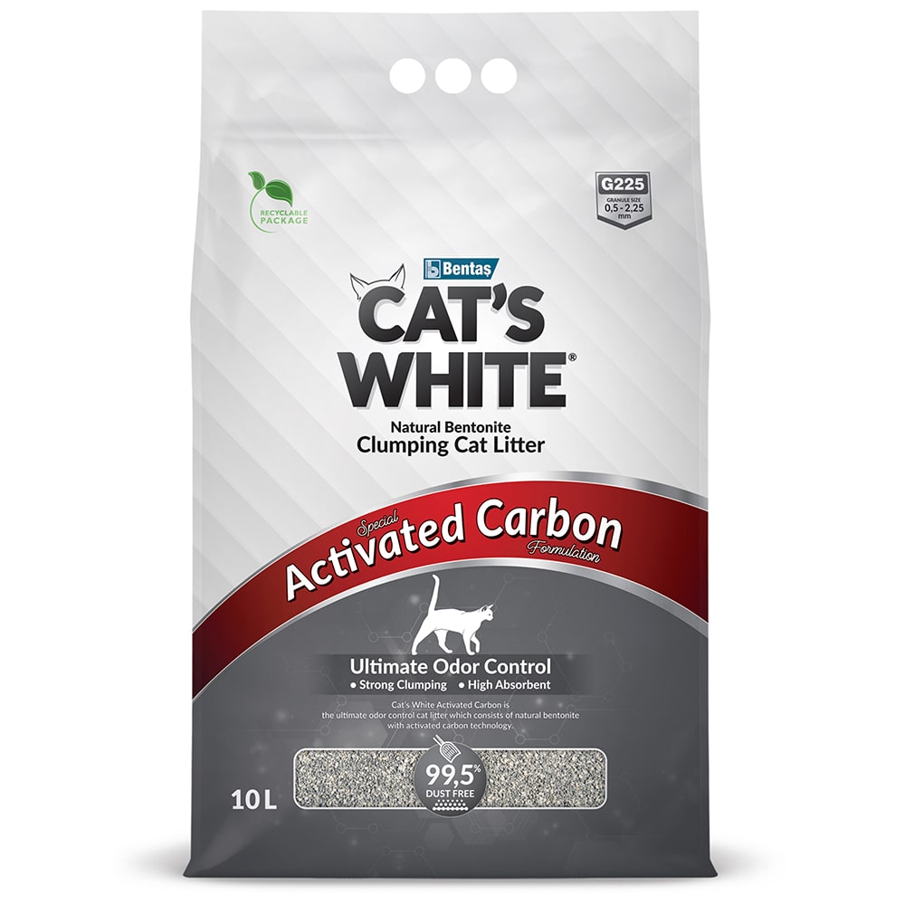 Наполнитель для кошачьего туалета Cat's White Activated Carbon с активированным углем, 10 л
