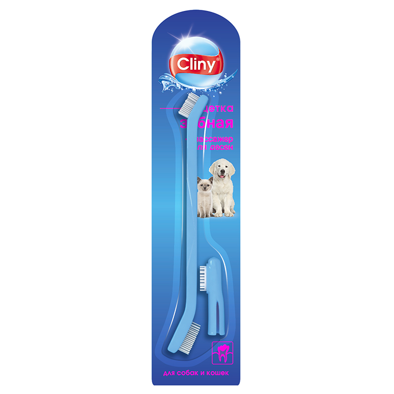 Зубная щетка для кошек и собак Cliny + массажер для десен