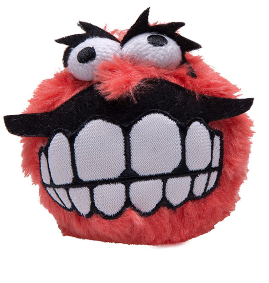 Игрушка для собак Rogz Fluffy Grinz Ball Small CGR01C мягкий мяч с принтом "зубы", красный