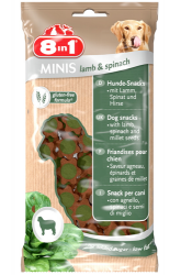 Лакомство для собак 8in1 Minis Lamb & Spinach Минис Ягненок и шпинат, с картофелем 100 г
