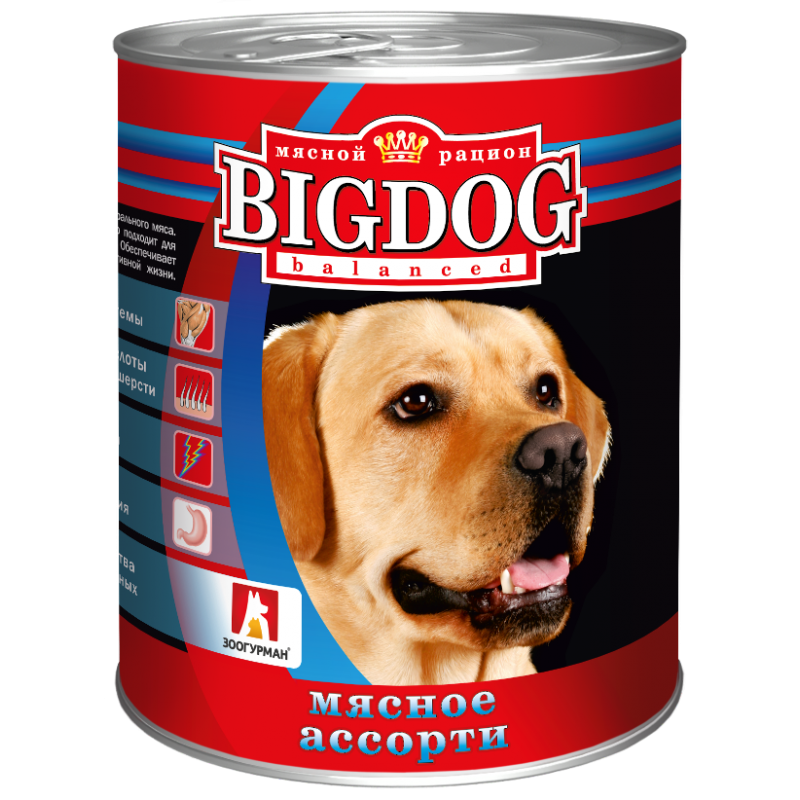 Консервы для собак Зоогурман "Big Dog" Мясное ассорти, 0,85 кг