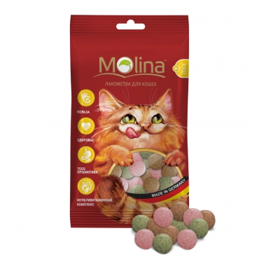 Лакомство для кошек Молина (Molina) «MIX. Рыба, водоросли, дичь», 35 г