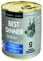 Консервы для взрослых собак Best Dinner Exclusive Говядина с потрошками, 0,34 кг