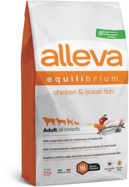Сухой корм Alleva Equilibrium Maintenance для собак всех пород, курица и океаническая рыба
