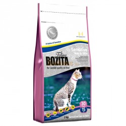 Сухой корм для взрослых кошек с чувствительным пищеварением Bozita Feline Funktion Sensitive Hair & Skin со скандинавским лососем 