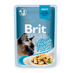 Влажный корм для кошек Brit Premium Кусочки из куриного филе в соусе, 85 г х 24 шт.