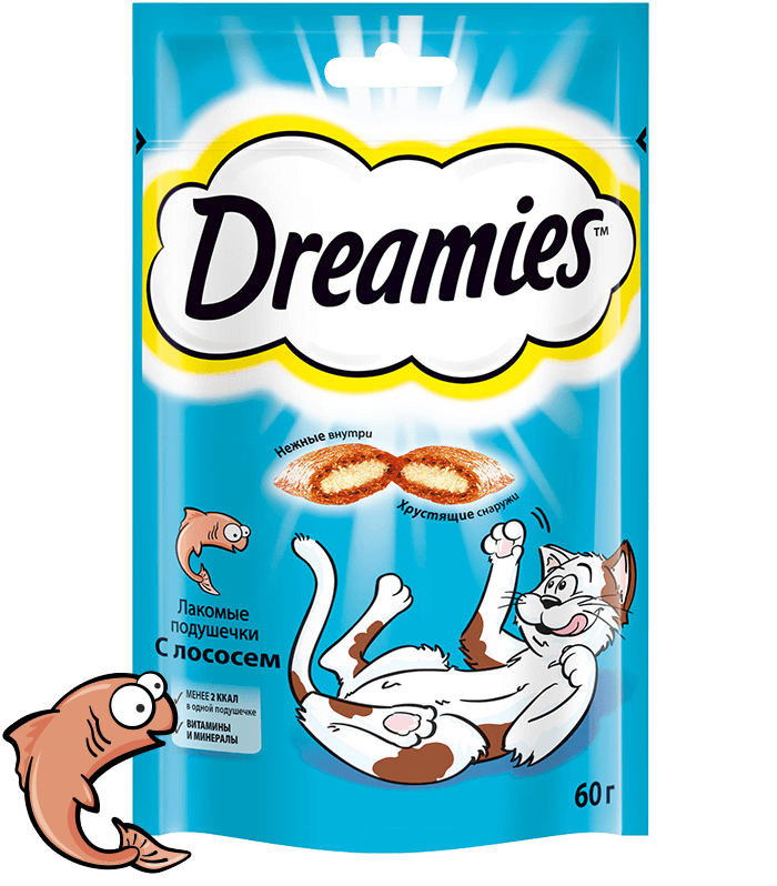 Лакомство для кошек Dreamies с лососем