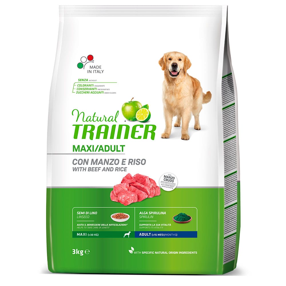 Сухой корм Trainer Natural Maxi Adult для взрослых собак крупных пород с говядиной и рисом 