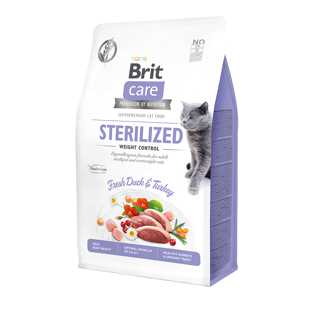 Сухой беззерновой корм Brit Care Cat GF Sterilized Weight Control Контроль веса для стерилизованных кошек