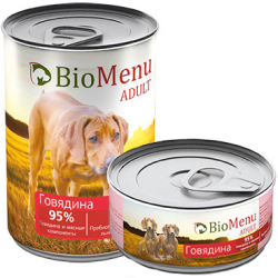 Консервы для взрослых собак BioMenu Adult говядина 95% мяса