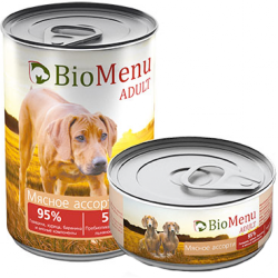 Консервы для взрослых собак BioMenu Adult мясное ассорти 95% мяса