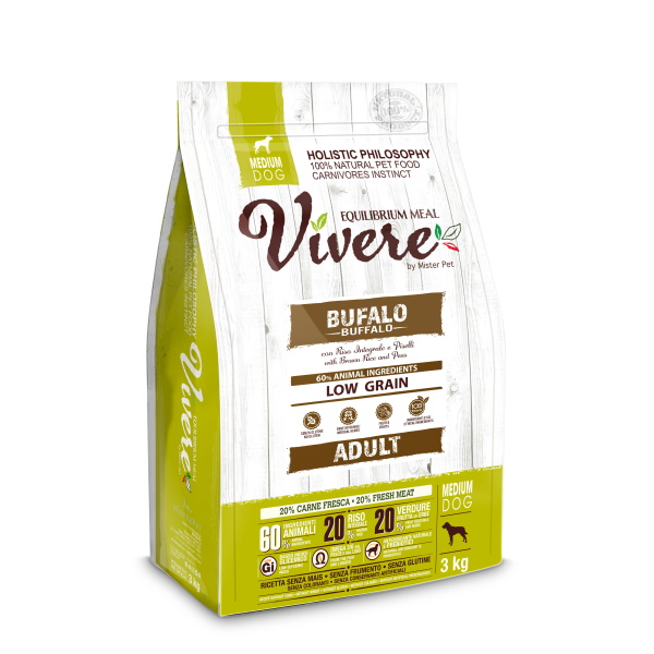 Сухой корм Vivere для собак средних пород, буйвол
