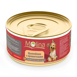 Консервы для собак Molina Цыплёнок с креветками в соусе, 85 г