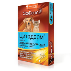 Дерматологические капли для кошек и собак до 10 кг Цитодерм CitoDerm, 4 пипетки × 1 мл