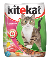 Сухой корм Kitekat "Телятинка аппетитная" для взрослых кошек