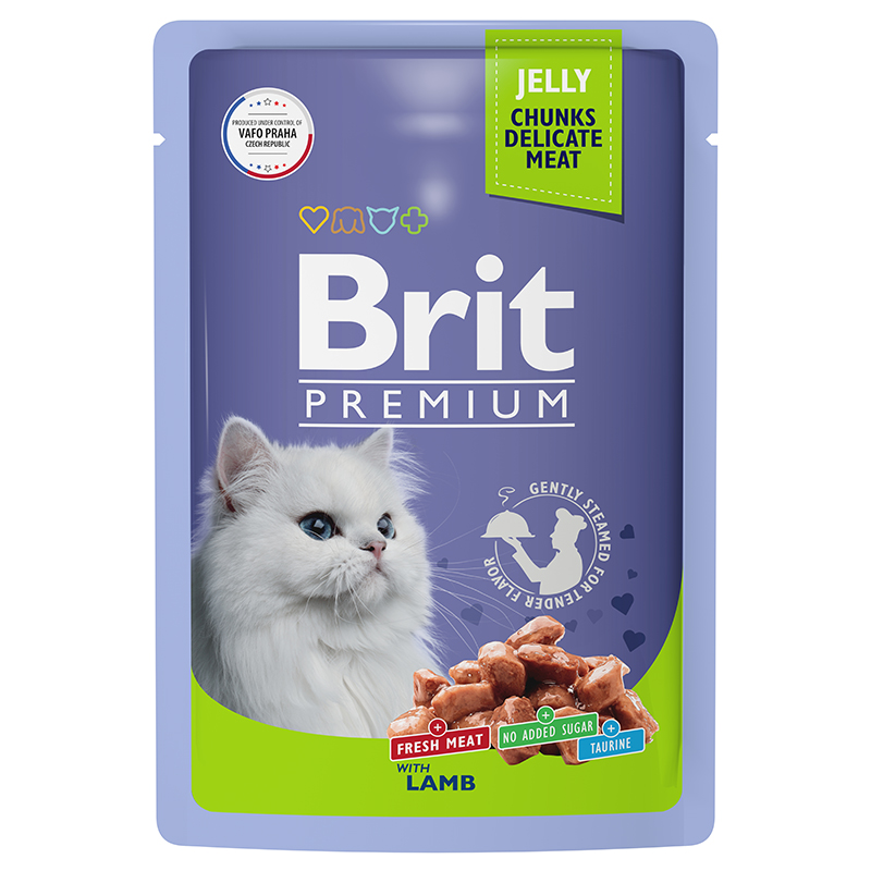 Влажный корм для кошек Brit Premium Ягненок в желе, 85 г х 14 шт.