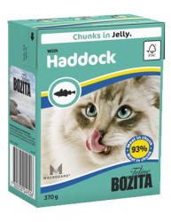 Консервы для кошек Bozita Feline Haddock мясные кусочки в желе с Морской Рыбой 370 г
