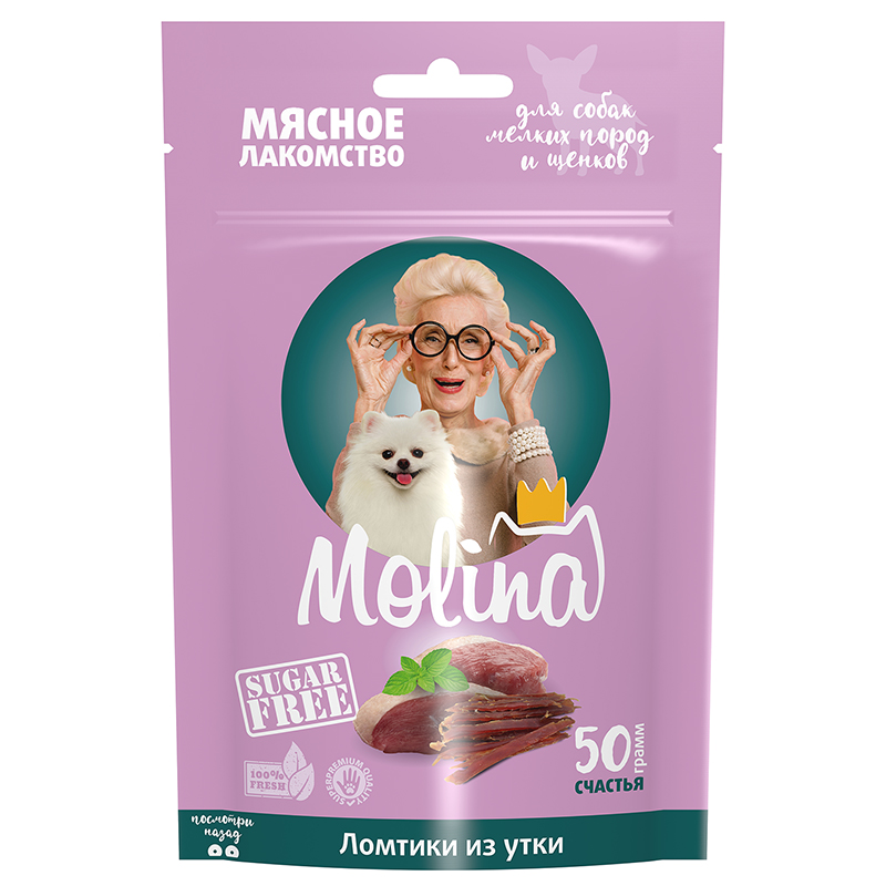 Лакомство Molina «Ломтики из утки» для собак мелких пород и щенков, 50 г