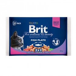 Влажный корм для кошек Brit Premium Ассорти «Рыбная тарелка», 4 × 100 г