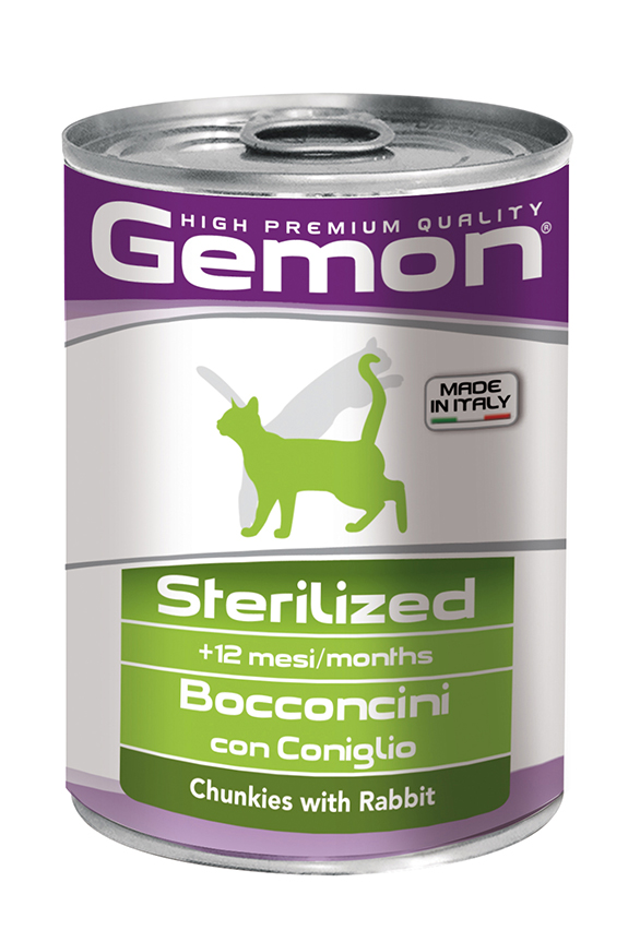 Gemon Cat Sterilised консервы для стерилизованных кошек, кусочки кролика 415 г
