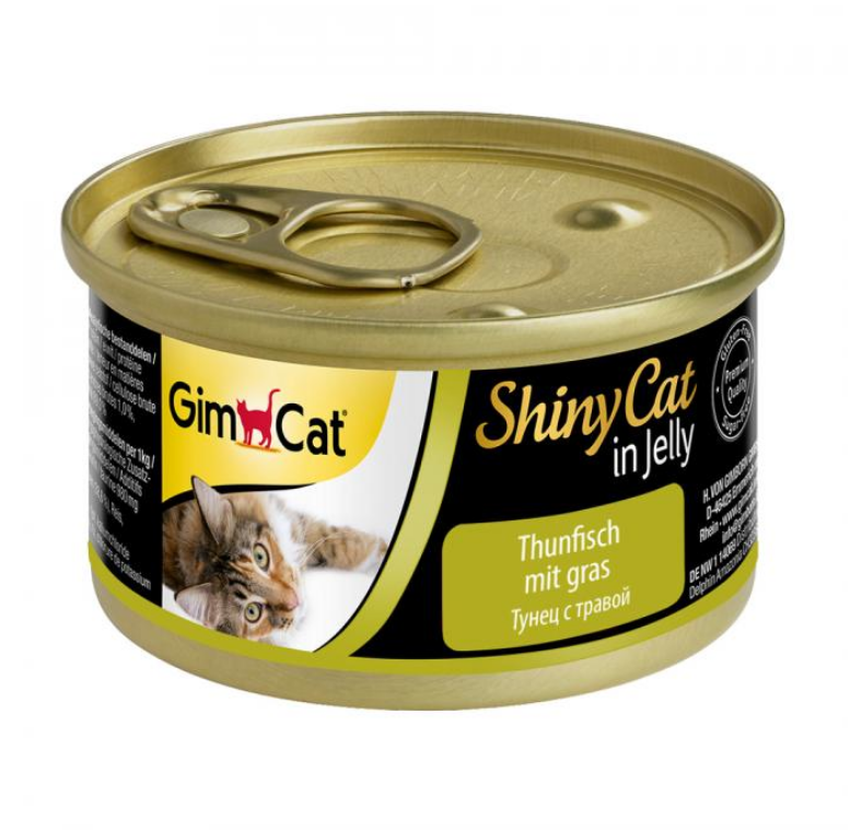 Консервированный корм для кошек Gimpet ShinyCat Тунец с травой 70 г