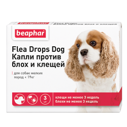Капли от блох и клещей для собак мелких пород Beaphar Flea Drops, 3 пипетки
