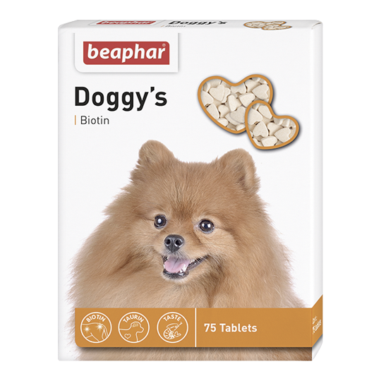 Витамины для собак Beaphar (Беафар) Doggy’s + Biotin кормовая добавка с биотином, 75 таблеток