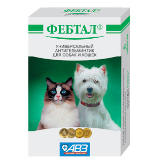 Антигельминтик для собак и кошек Фебтал, 6 таблеток