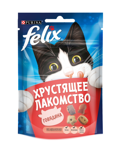 Хрустящее лакомство для кошек Felix с говядиной